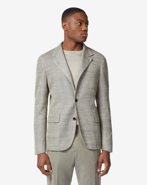 Light grey two-button cotton jersey jacket