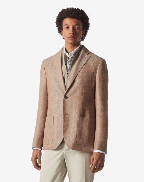 Sienna two-button linen and wool jacket