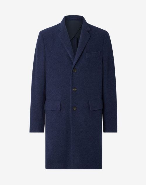 Cappotto blu in jersey di lana