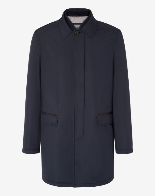 Navy blue technical fabric trench