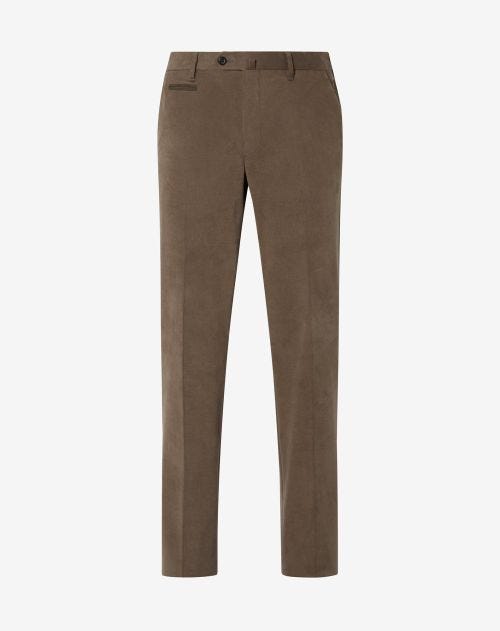 Taupe stretch cotton trousers