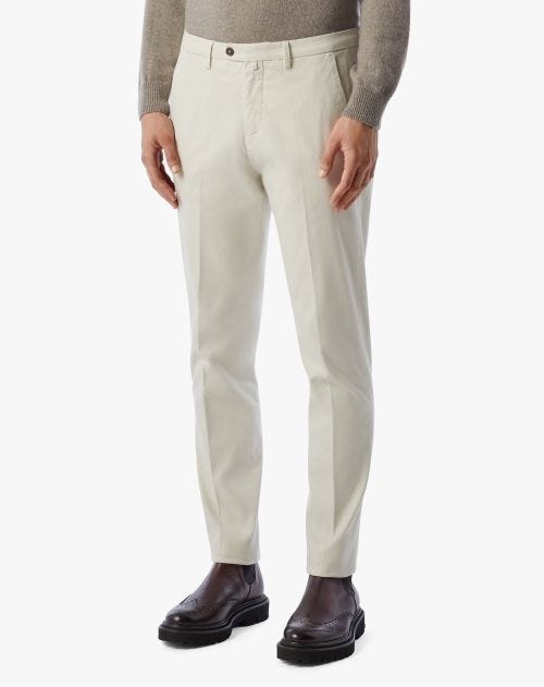 White cotton and lyocell trousers