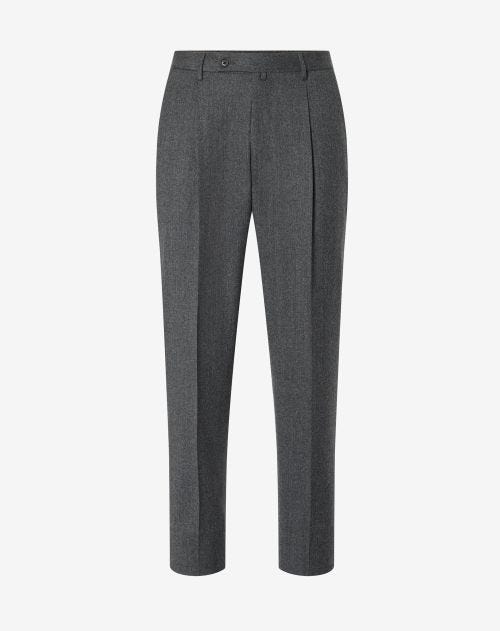 Grey 1 pleated flannel wool trousers