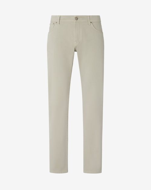 Beige 5-pocket stretch cotton trousers