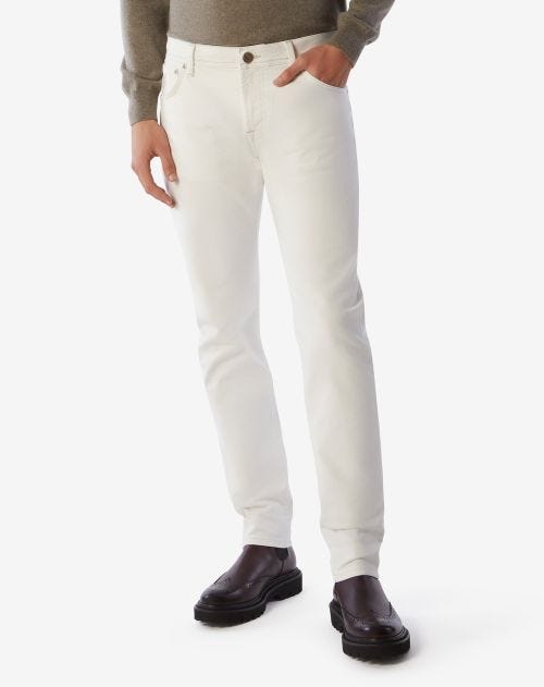 White stretch denim 5-pockets jeans