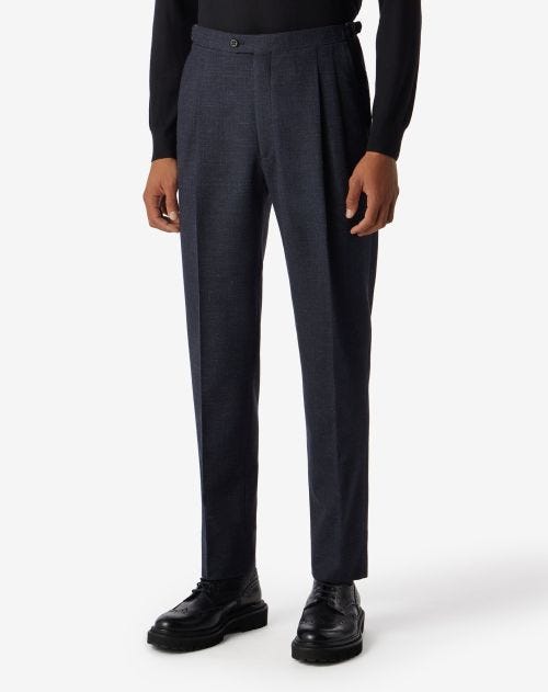 Navy blue 2 pleated wool trousers 