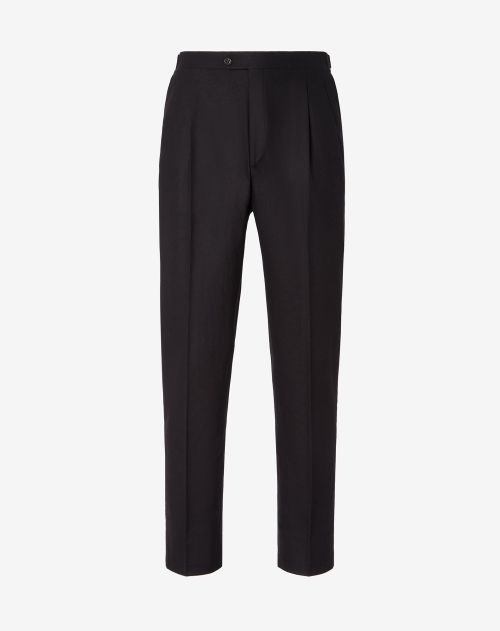 Black wool and cashmere trousers