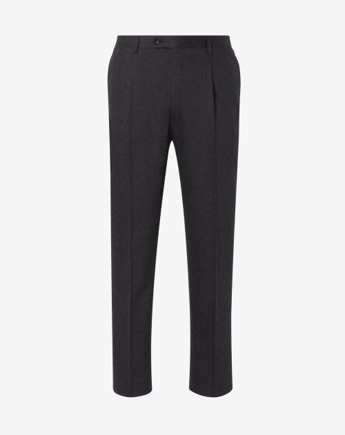 Grey 1pleated wool and cashmere trousers