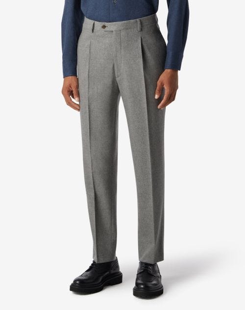 Light grey 1pleated wool and cashmere trousers
