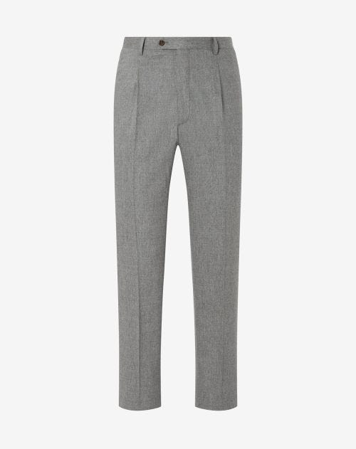 Pantaloni grigio chiaro con 1 pince in lana e cashmere