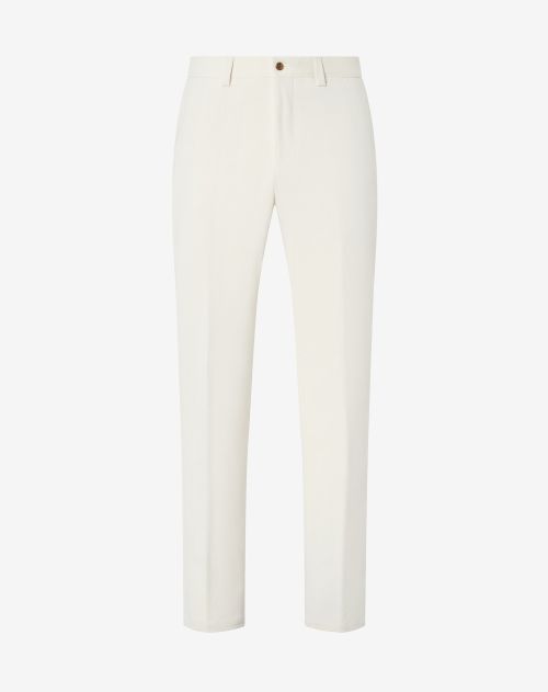 Pantalon crème en coton stretch