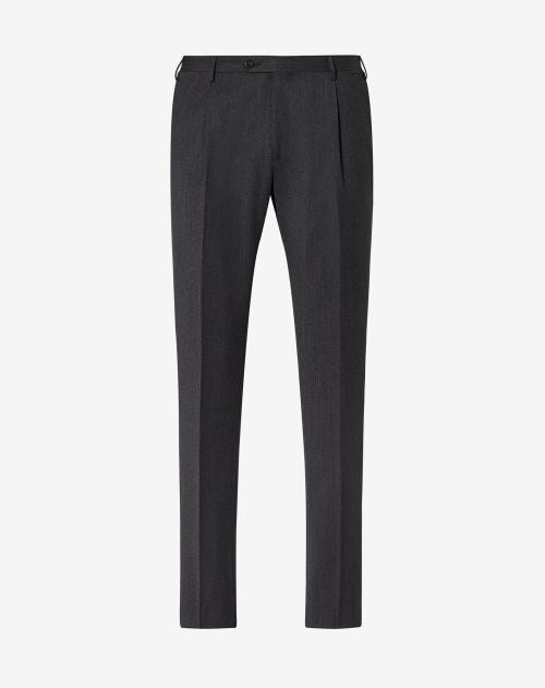 Dark grey 1 pleated pure wool trousers