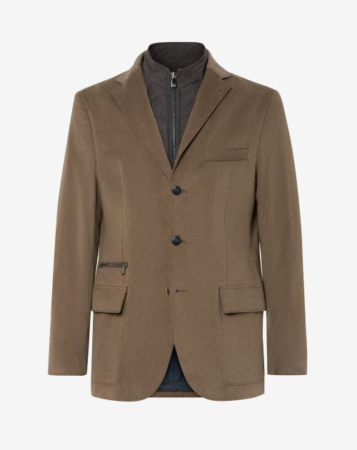 Brown 3-button stretch cotton jacket