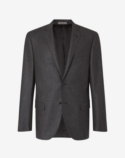 Grey 2-button fancy twill wool jacket