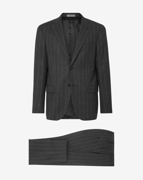 Grey striped stretch wool suit