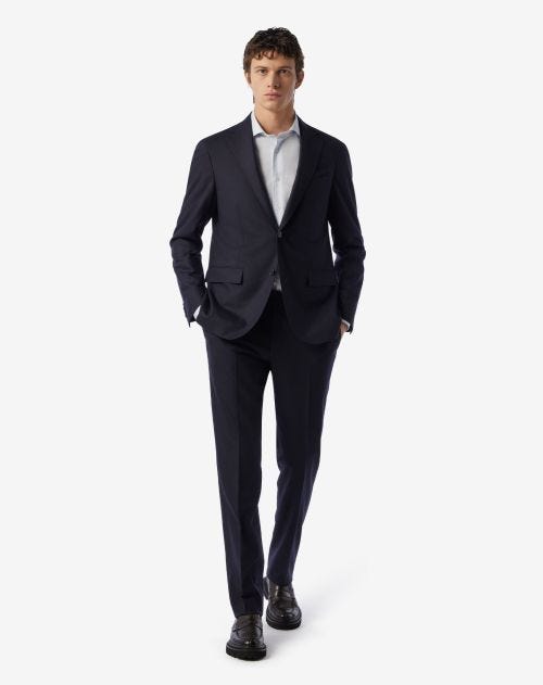 Navy blue tropical wool and cashmere suit