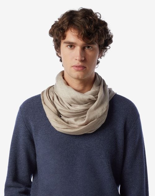 Beige modal and cashmere scarf