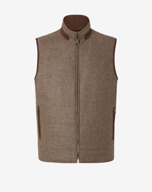 Brown wool and cashmere waistcoat