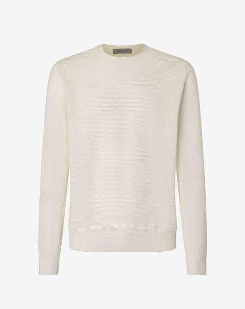 White ultra-light merino crew-neck sweater