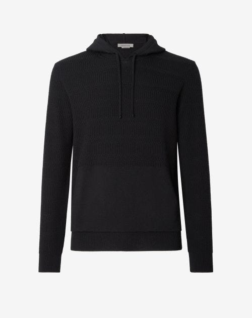 Black extra-fine merino wool hoodie