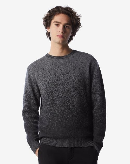 Grey pixel-faded pattern wool and cashmere crew-neck sweater