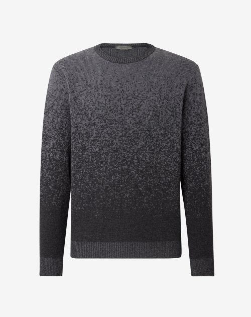 Grey pixel-faded pattern wool and cashmere crew-neck sweater