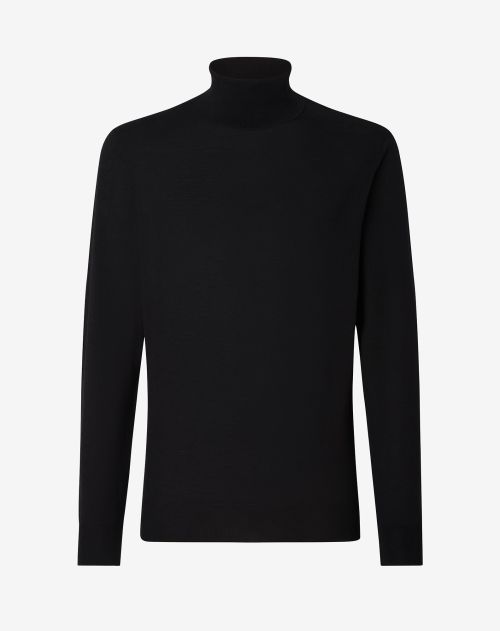 Black ultra-fine merino turtleneck sweater