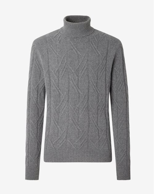 Grey eco-cashmere turtle-neck sweater