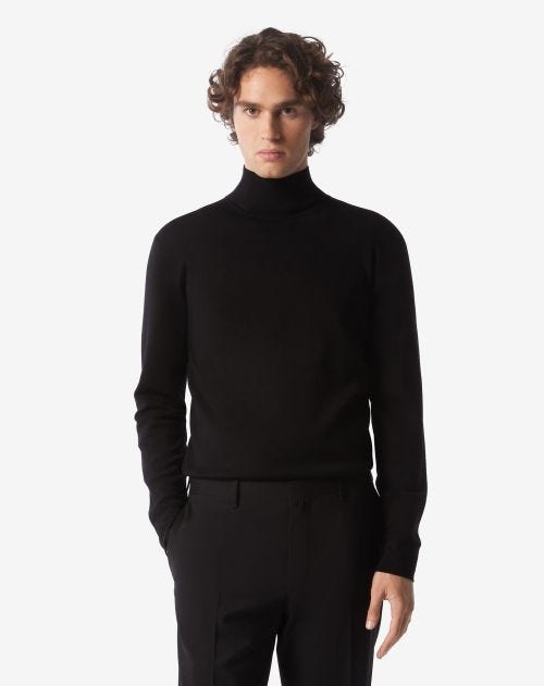 Black extra-fine turtle-neck sweater