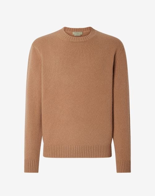 beige wool and alpaca crew-neck sweater
