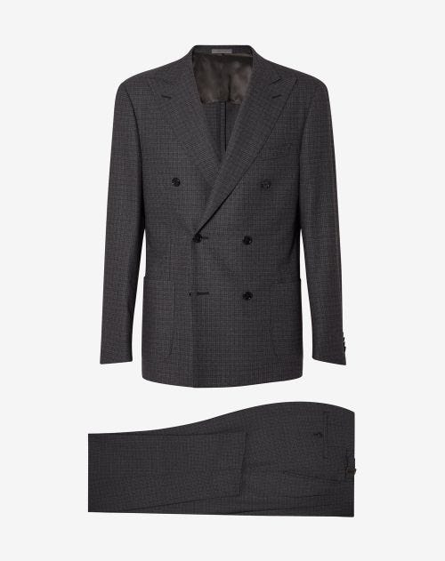 Grey wool suit with micro-pattern