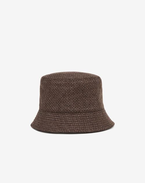 Cappello da pescatore marrone in lana e cashmere