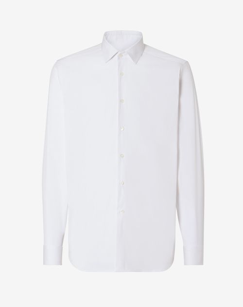 Camicia bianca in popeline di cotone stretch