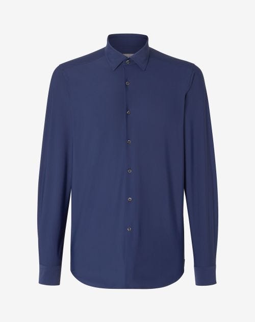Blue technical bi-stretch fabric shirt