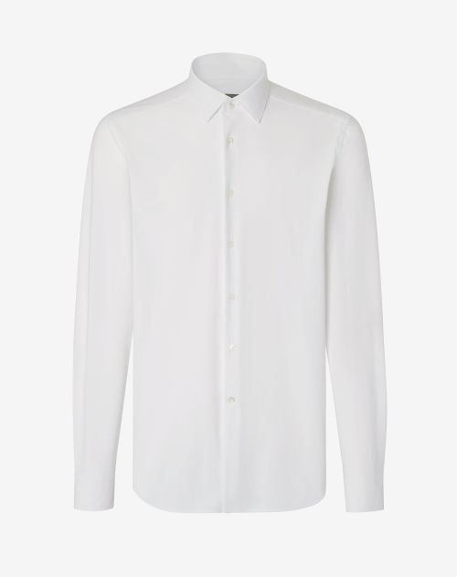 White technical bi-stretch fabric shirt