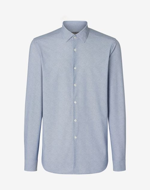 Light blue technical bi-stretch fabric shirt