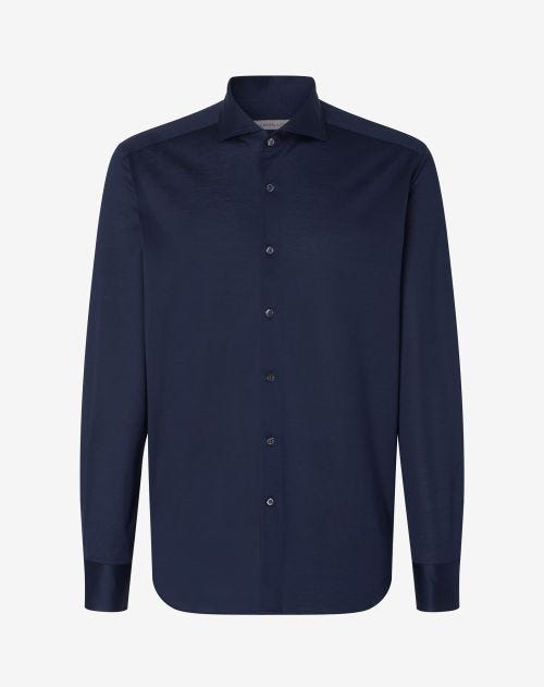 Camicia blu in jersey di cotone