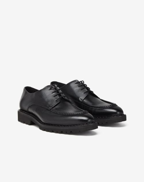 black nappa leather derby shoes