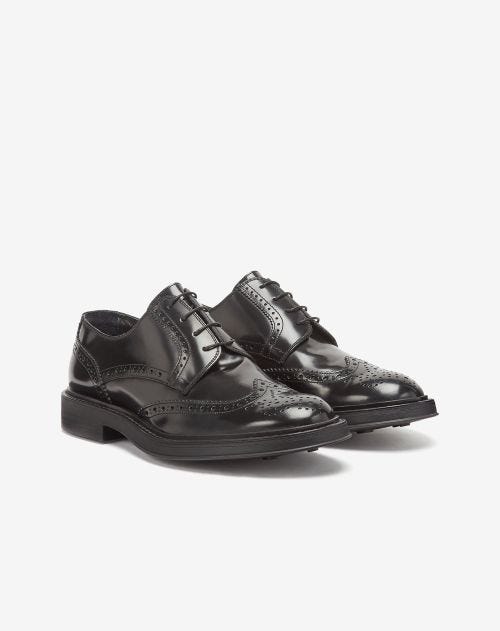 Black brushed calfskin Derby shoes