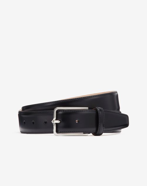 Black calfskin leather belt