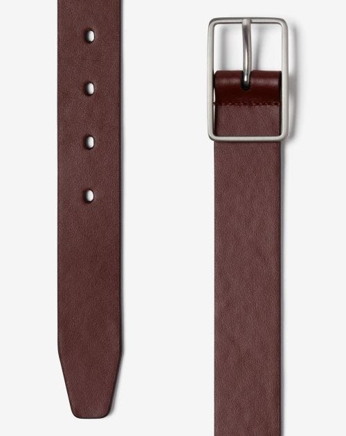 Brown nappa calfskin leather belt