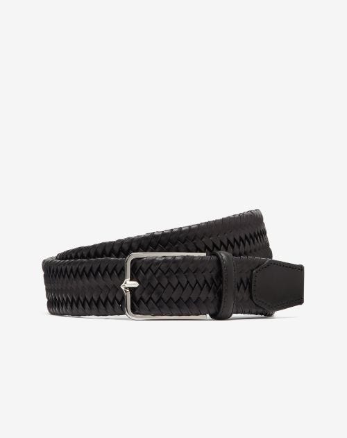 Black braided leather belt