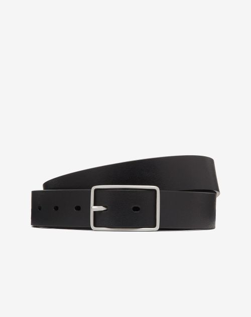 Black nappa calfskin leather belt