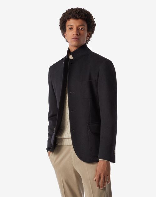 Black 2-button wool and cashmere jacket