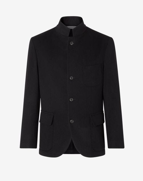 Black 4-button wool and cashmere jacket