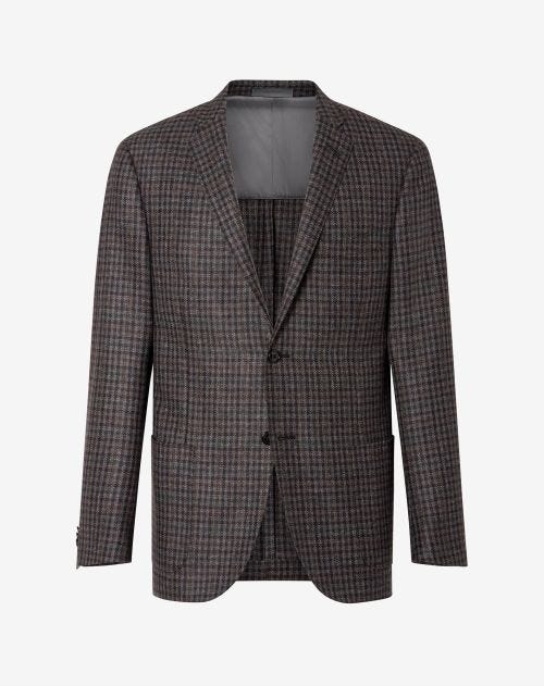 Grey 2-button wool jacket with micro-patterns
