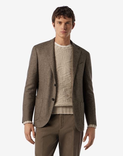 Brown 2-button wool and cashmere jacket 