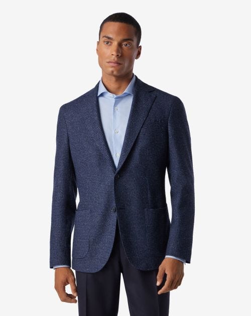 Blue 2-button wool and silk jacket