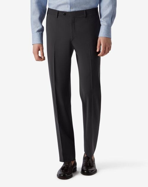 Pantaloni grigio scuro in lana 120's stretch