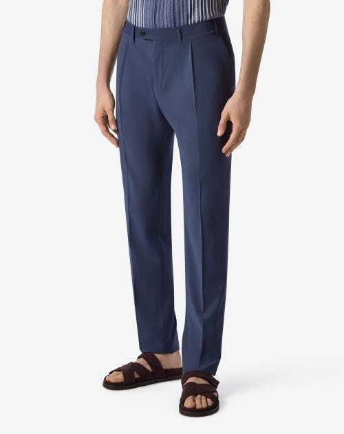 Pantalon bleu laine 120’s stretch